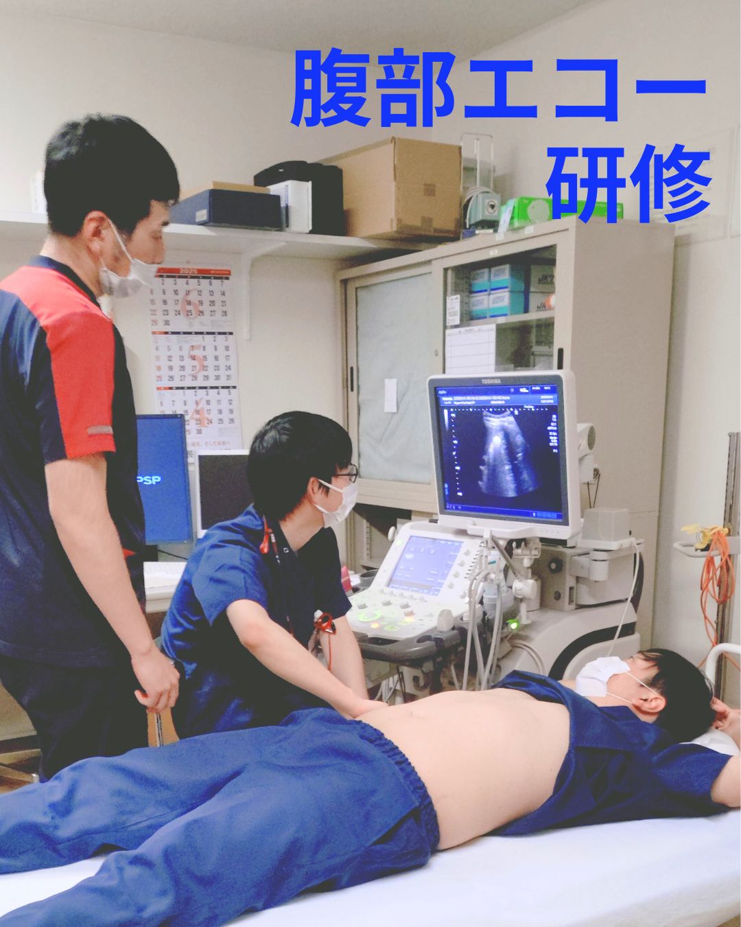 腹部エコー研修の様子1