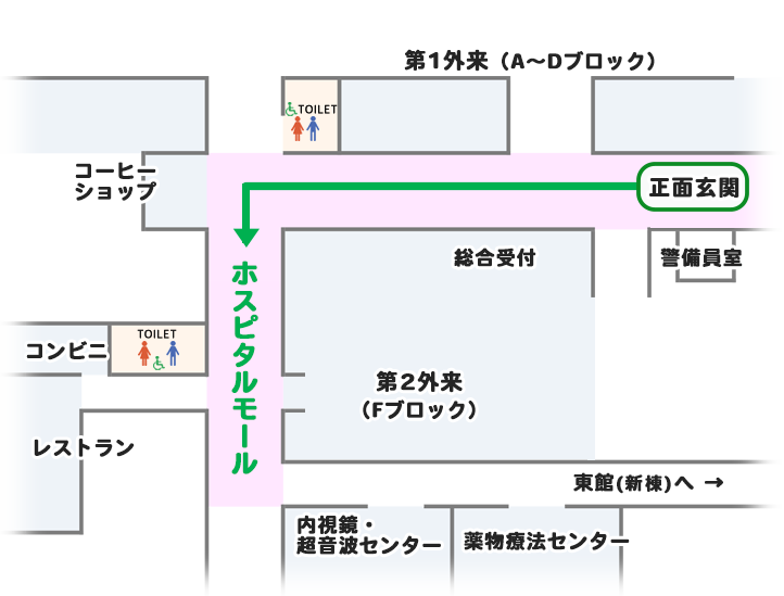 ホスピタルモールへの地図