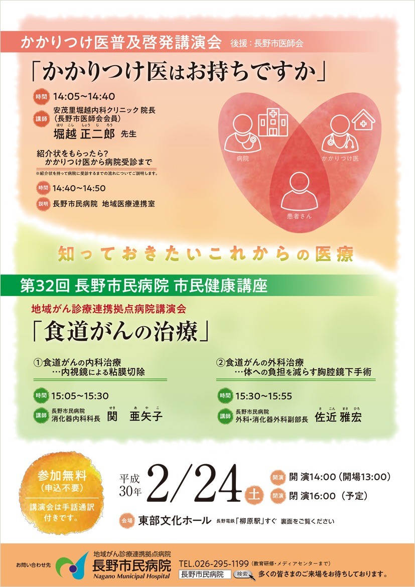 かかりつけ医普及啓発講演会、第32回市民健康講座